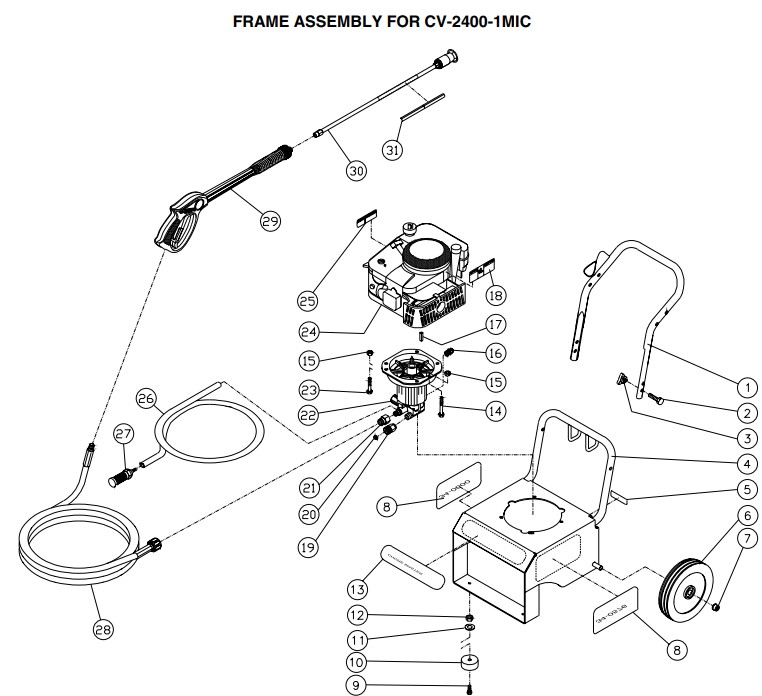 MITM CV-2400 pressure washer replacement parts
